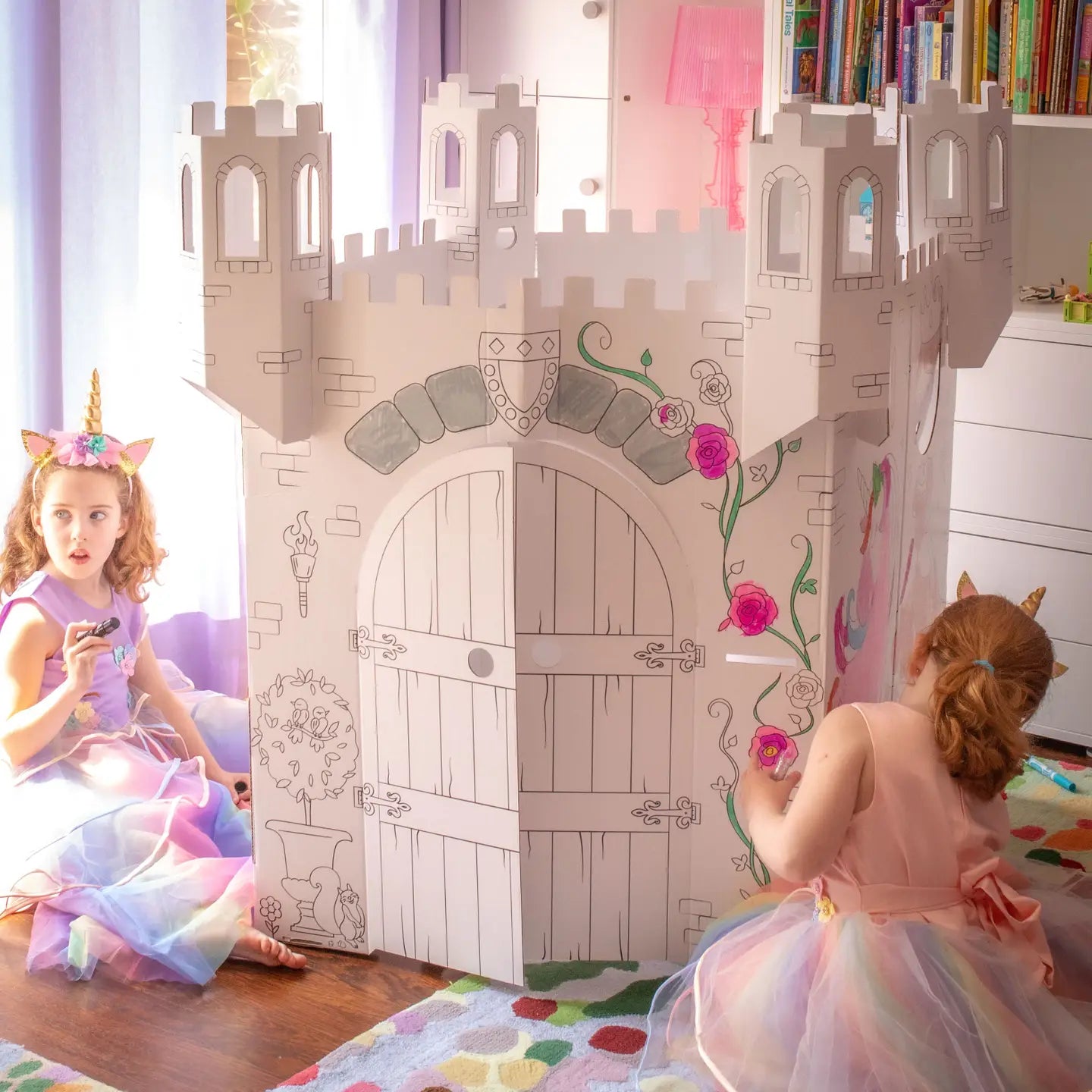 Fairy Tale Castle Coloring Cardboard Playhouse Toy For Kids