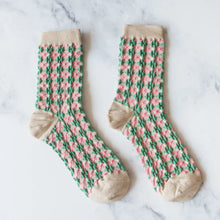 Load image into Gallery viewer, Winter Check Pattern Socks - Beige/Green