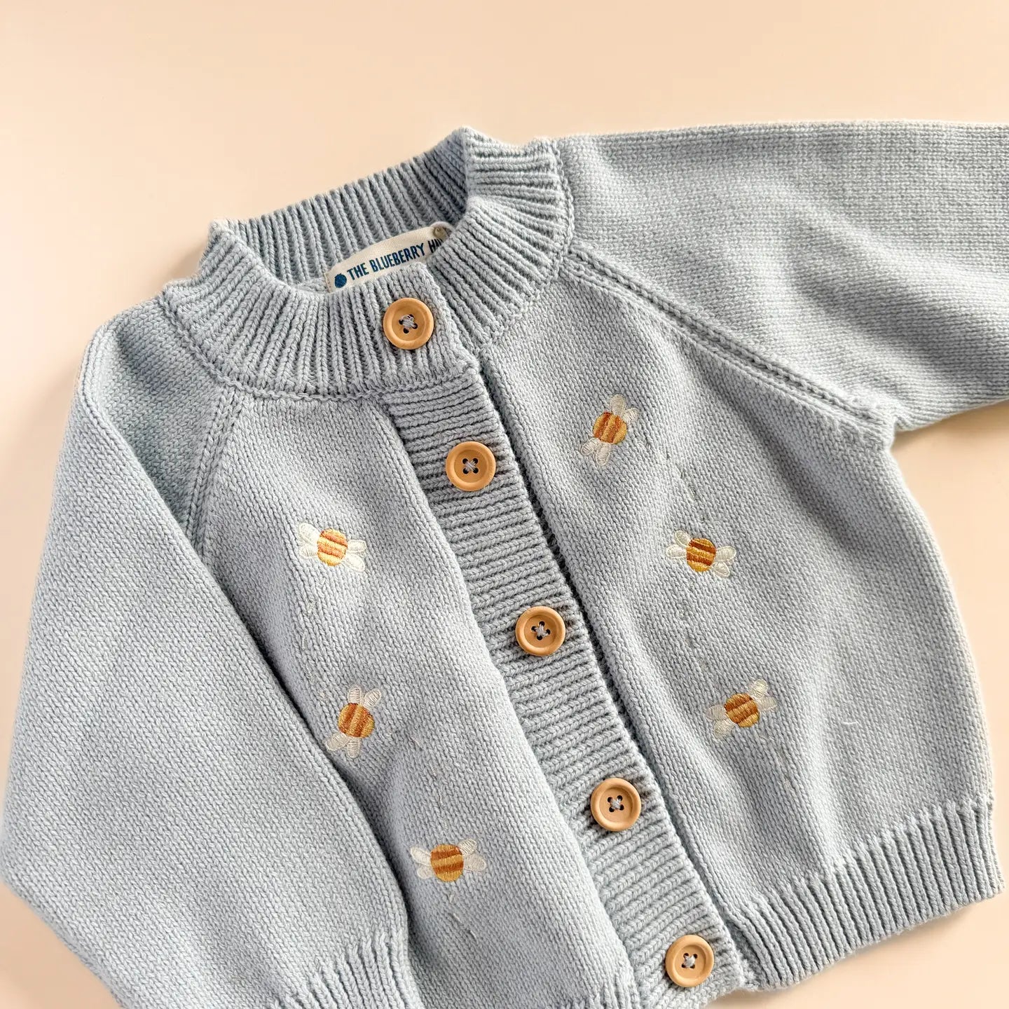 Embroidered Cotton Bee Cardigan Sweater