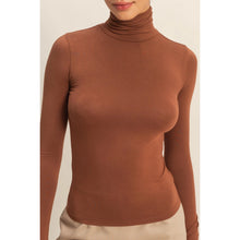 Load image into Gallery viewer, Turtleneck Long Sleeve Fitted Top - Chestnut