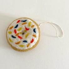 Load image into Gallery viewer, Felted Wool Donut Ornament - White Glaze