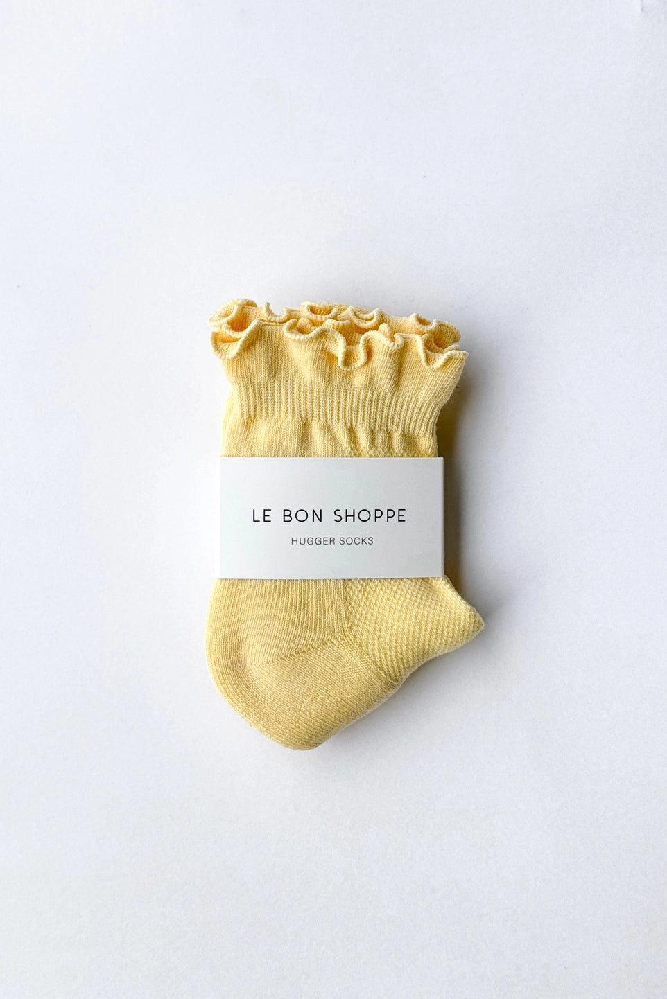 Ruffled Hugger Crew Socks - Banana Cream/Red