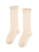 Load image into Gallery viewer, Fancy Lace Top Knee High Socks - Vanilla