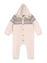 Load image into Gallery viewer, Fair Isle Jacquard Sweater Knit Baby Hooded Jumpsuit