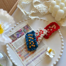 Load image into Gallery viewer, Handmade Flower Crochet Hair Clip - Blue