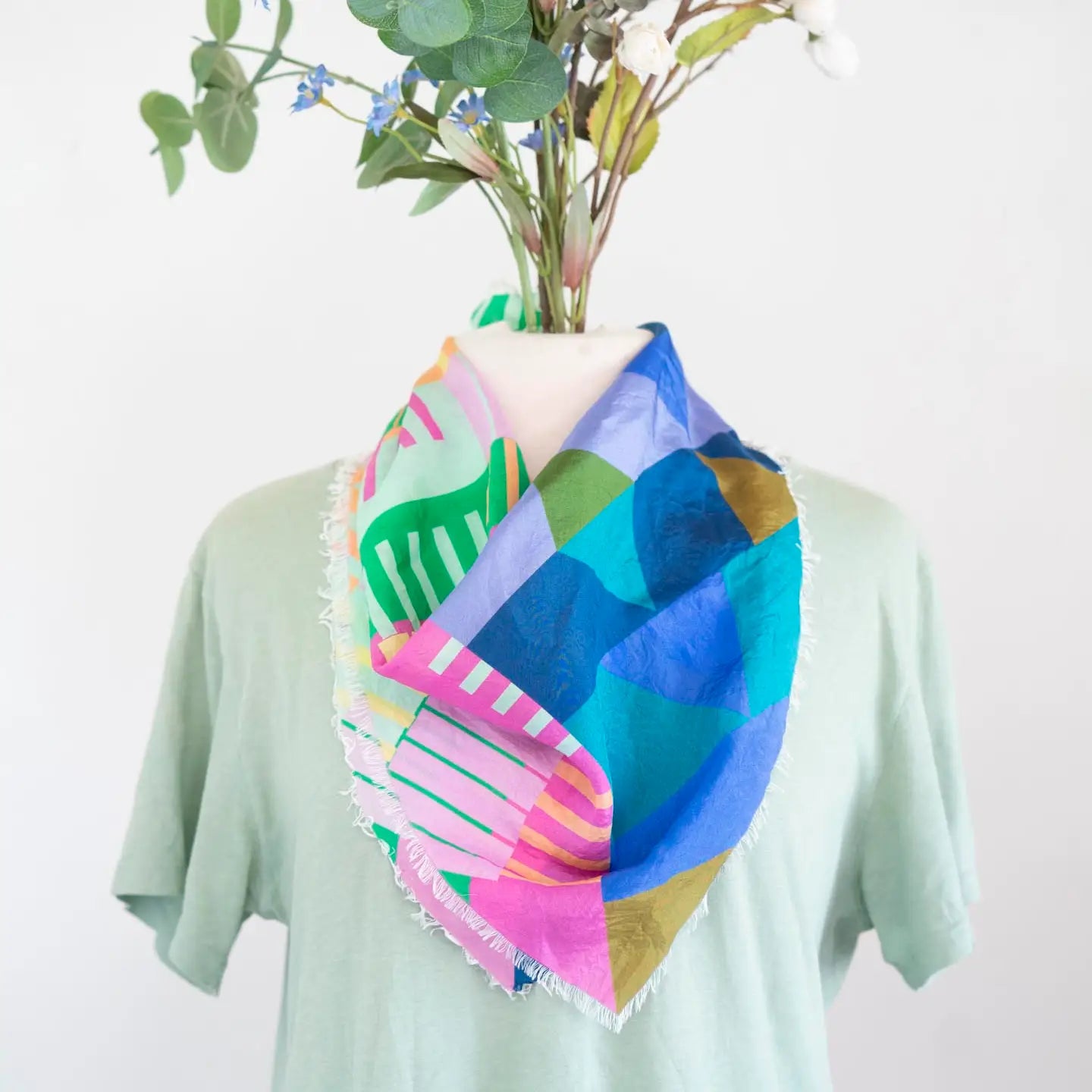 Spring in the Mountains - Shapes - Pure Silk Bandana Scarf