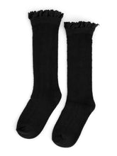 Load image into Gallery viewer, Fancy Lace Top Knee High Socks - Black