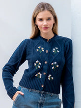 Load image into Gallery viewer, Cable Knit Cardigan Sweater with Daisys