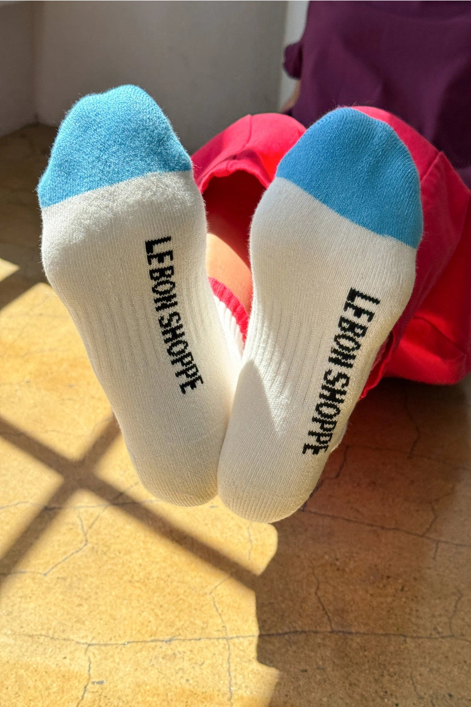 Color Block Girlfriend Socks - Blue/Red