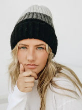 Load image into Gallery viewer, Cozy Color Block Wool Beanie - Black/Grey