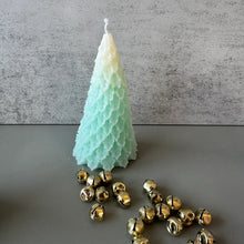 Load image into Gallery viewer, Frosty Retro Style Holiday Tree Candle - Sea Green