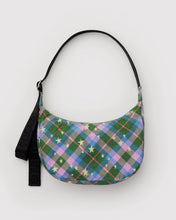 Load image into Gallery viewer, Medium Nylon Baggu Crescent Bag -  Green Star Plaid