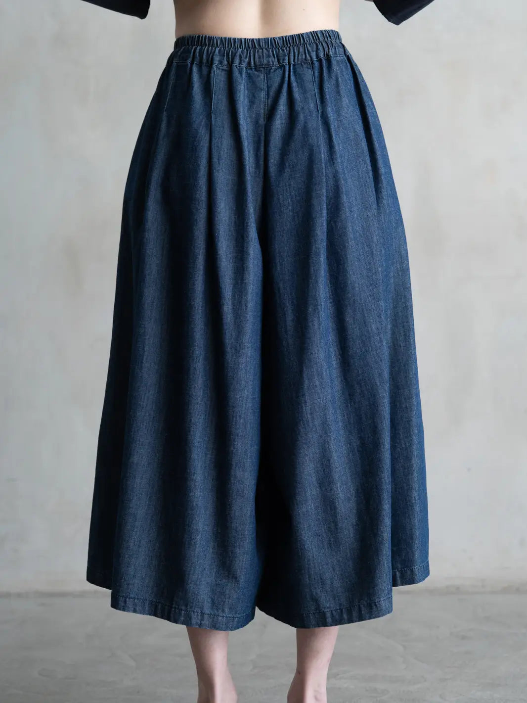 Chambray Fr Pleated Wide-Leg Pants