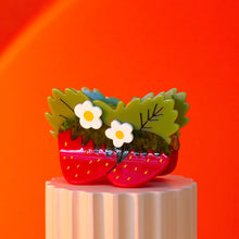 Load image into Gallery viewer, Large Strawberries and Flowers Hair Claw Clip
