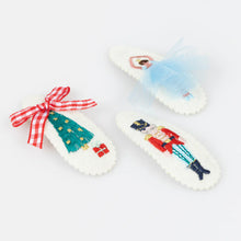 Load image into Gallery viewer, Embroidered Nutcracker hair clips (x5)