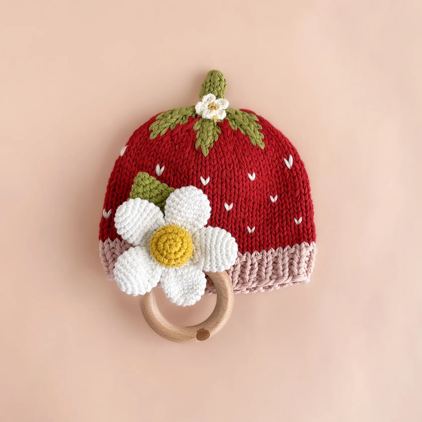 Teether Flower White Cotton Crochet Rattle