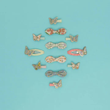 Floral butterfly hair clips