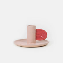 Load image into Gallery viewer, Pink/Red Hand Painted Stoneware Candle Holder