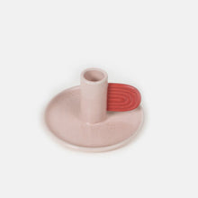 Load image into Gallery viewer, Pink/Red Hand Painted Stoneware Candle Holder