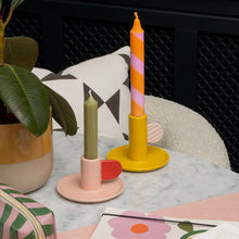Load image into Gallery viewer, Pink/Red Hand Painted Stoneware Candle Holder