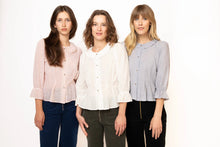 Load image into Gallery viewer, Emma Blouse - Black/White Mini Stripe