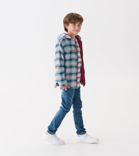 Load image into Gallery viewer, Plaid Lined Hooded Jacket - Charcoal/Maroon