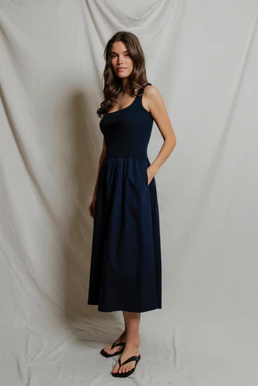Fabiola Poplin Tank Dress Navy