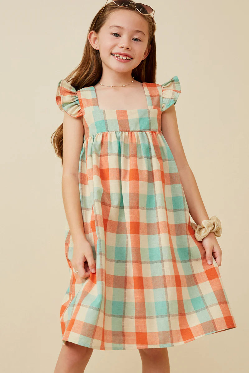 Checked Ruffle Strap Tank Shift Dress large 11/12
