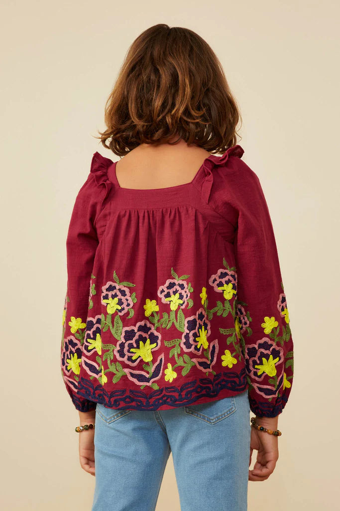 Floral Embroidered Ruffled Top