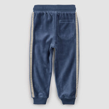 Load image into Gallery viewer, Retro Stripe on Miles Blue Velour Joggers