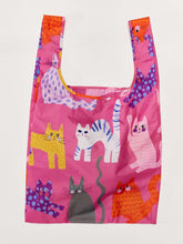 Load image into Gallery viewer, Fuchsia Arty cats Recycled Fabric Reusable Shopping Bag