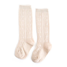 Load image into Gallery viewer, Vanilla Cable Knit Knee High Socks