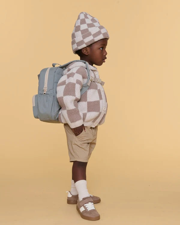Fuzzy Checkers Beanie - Ecru/Taupe