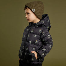 Load image into Gallery viewer, Dragon Print on Black Hooded Packable