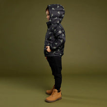 Load image into Gallery viewer, Dragon Print on Black Hooded Packable