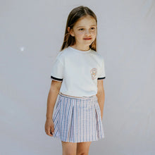Load image into Gallery viewer, Rosewood & Navy Striped Seersucker Skort