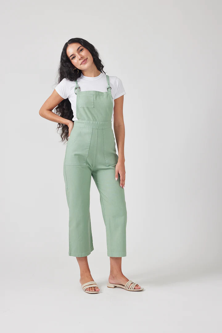 Cropped Overalls - Fern