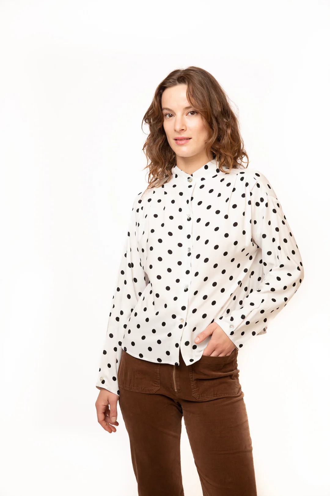 Piper Blouse - Ivory Polka Dot