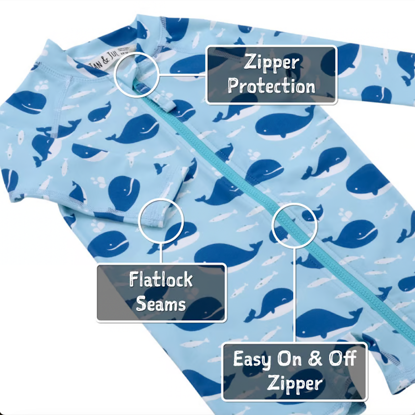 Kids One Piece UV Sun Suit | Blue Whale