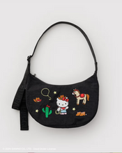 Load image into Gallery viewer, Medium Nylon Baggu Crescent Bag -  Embroidered Hello Kitty Western