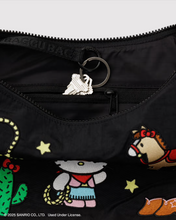 Load image into Gallery viewer, Medium Nylon Baggu Crescent Bag -  Embroidered Hello Kitty Western
