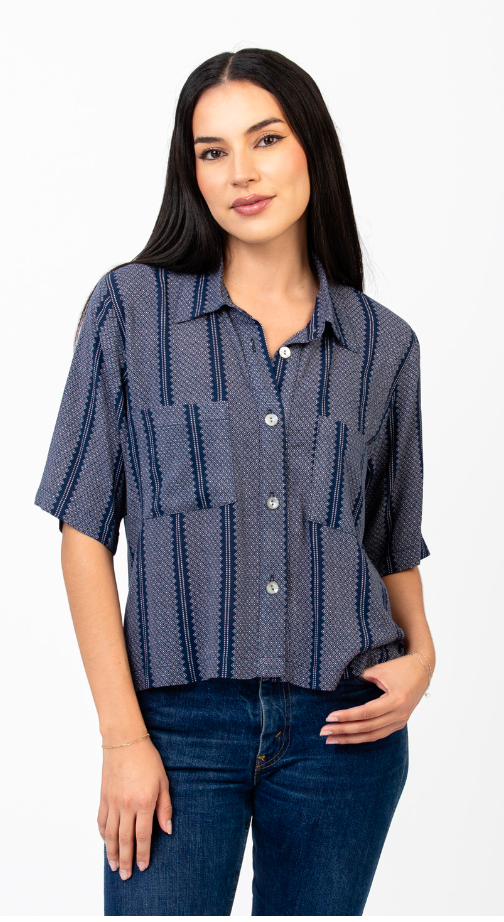 Mash Blouse - Navy Tiki