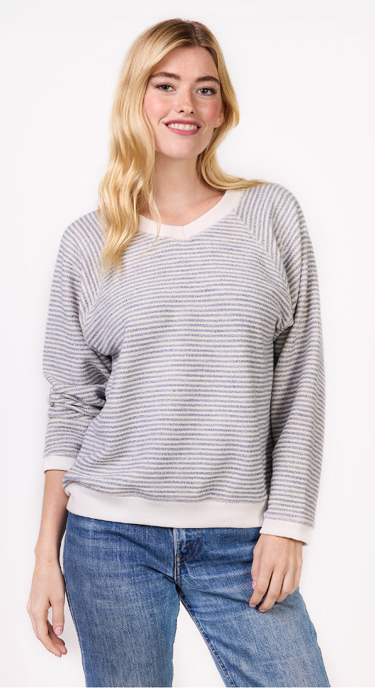 V-Neck Stripe Sweatshirt