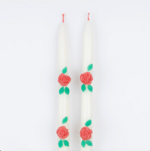 Load image into Gallery viewer, Rose Taper Candles (x2)