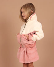 Load image into Gallery viewer, Girls Corduroy Sherpa Zip Jacket - Dusty Rose