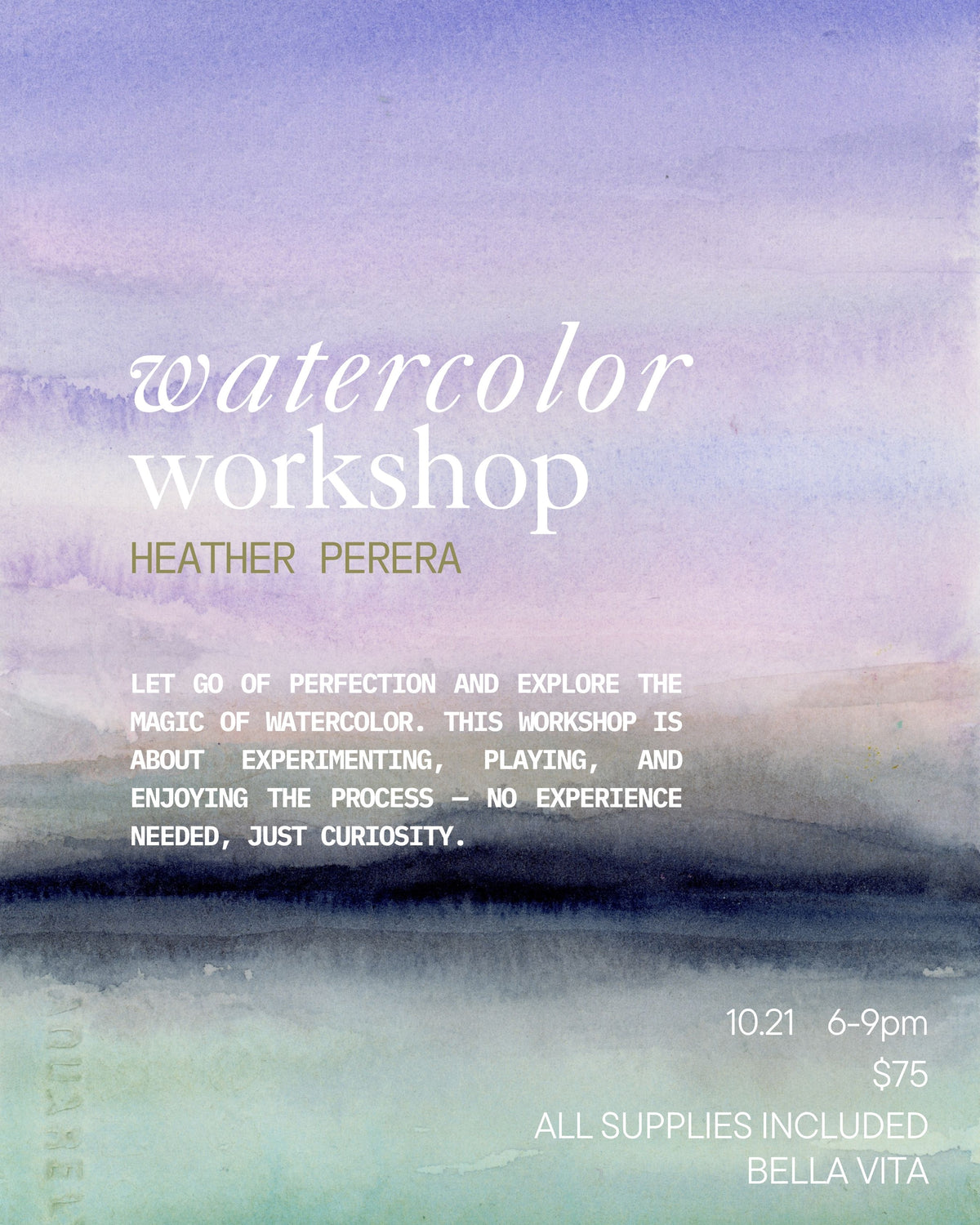 (SEATTLE) Watercolor Workshop - Oct 21