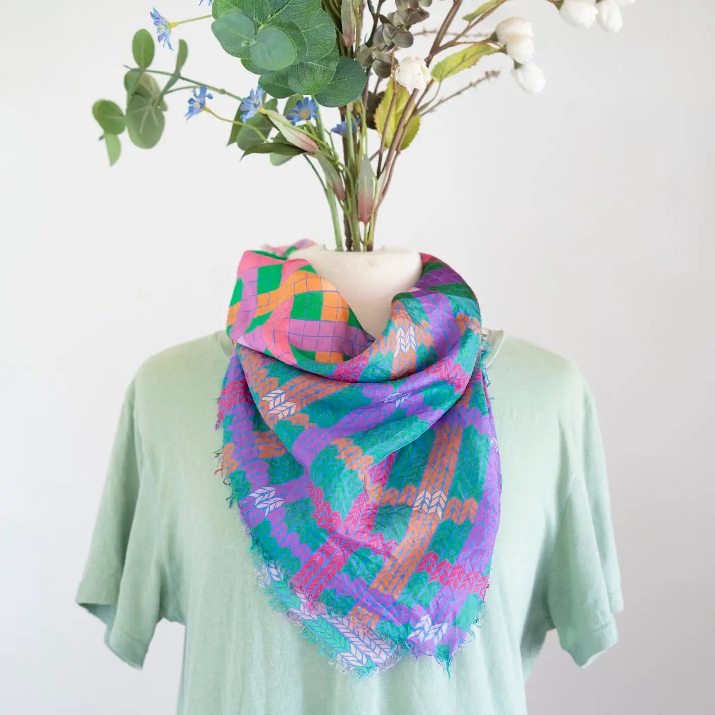 Spring Mountains Knit & Weave - Pure Silk Bandana Scarf