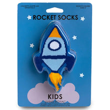 Load image into Gallery viewer, 3D Packaged Crew Socks - Rocket Ship in Space - Blue