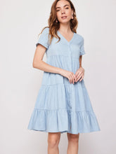Load image into Gallery viewer, Short Denim Wave Dress