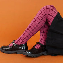 Load image into Gallery viewer, Mulberry Grid Knit Tights